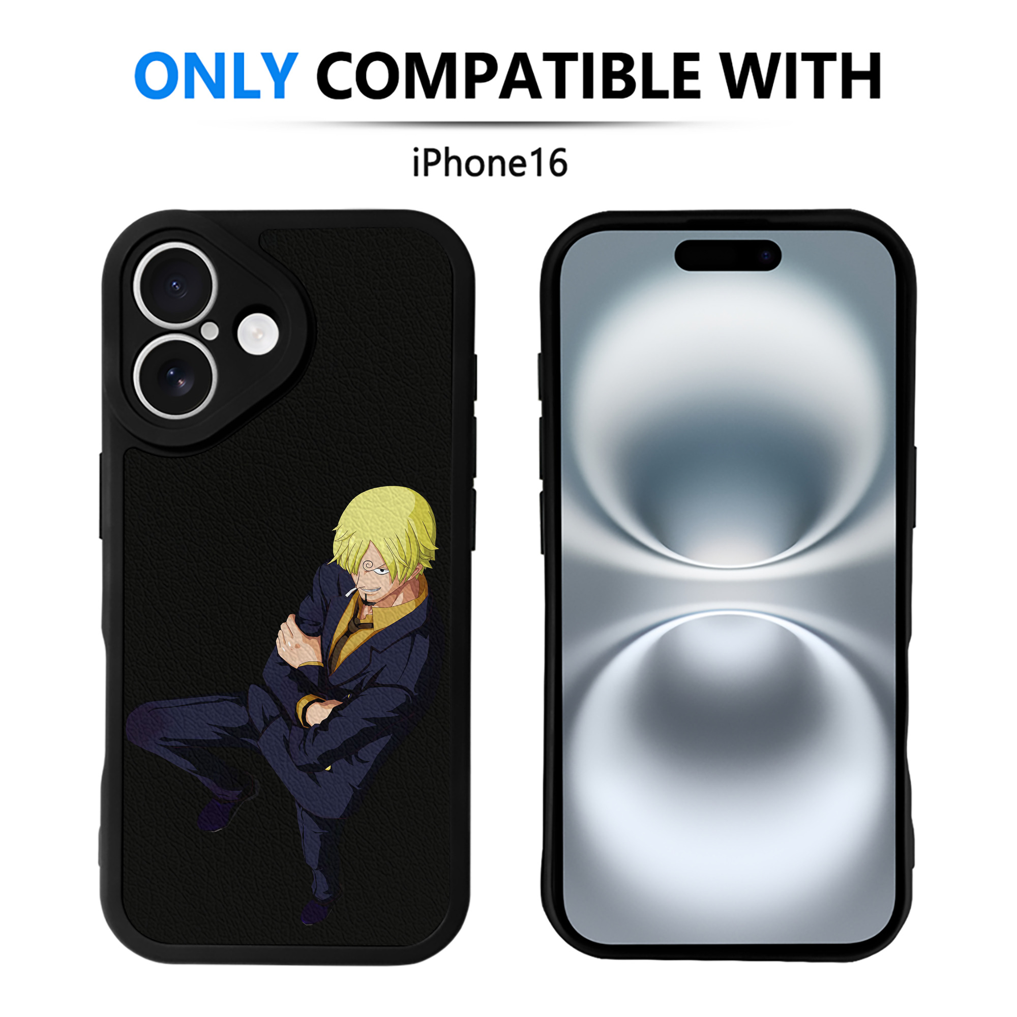 （画像用） ワンピース サンジ ONE PIECE Sanji 【iPhone 16シリーズ対応】シリコンスマホケース（レザー調） 材質：シリコン